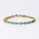 Estate 10 Carat Emerald & Diamond 14k Yellow Gold Tennis Bracelet