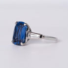 Art Deco 6.45 Carat Elongated Cushion Sapphire 3 Stone Ring GIA Certified
