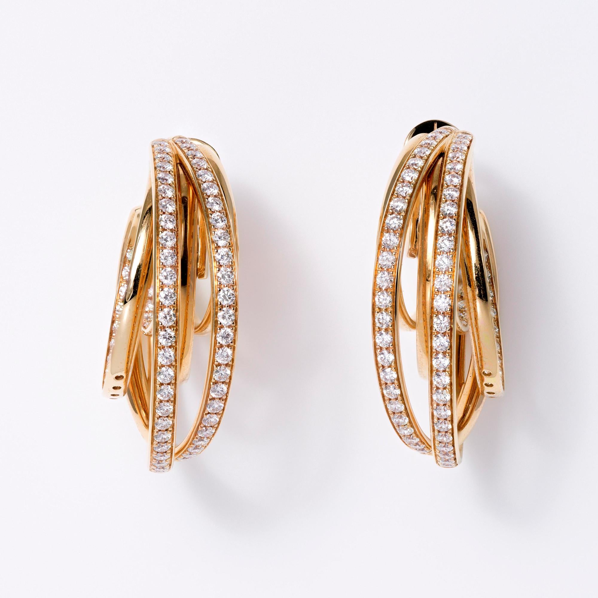 Estate De Grisogono Allegra 4 Carat Diamond Intertwined Hoop Earrings