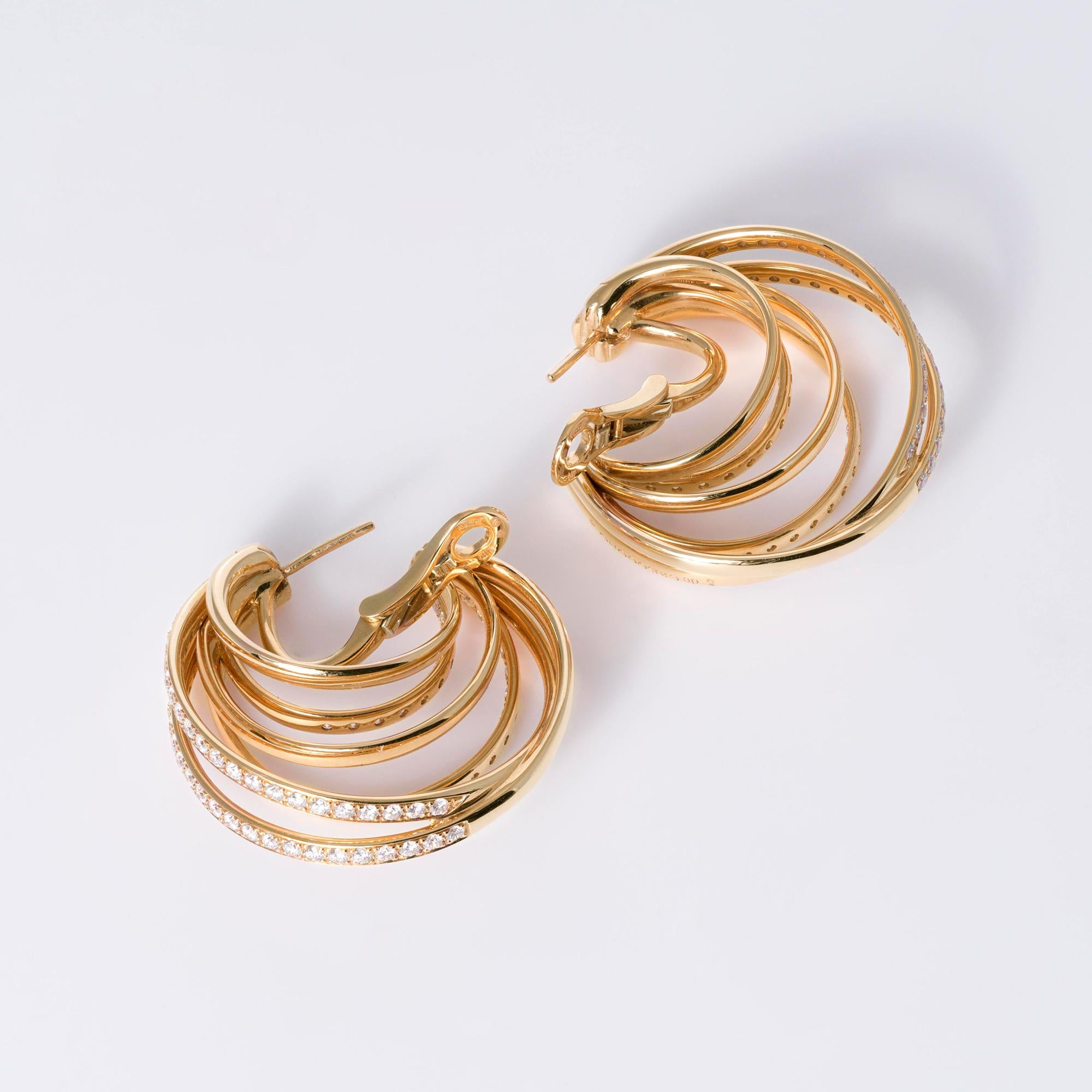 Estate De Grisogono Allegra 4 Carat Diamond Intertwined Hoop Earrings
