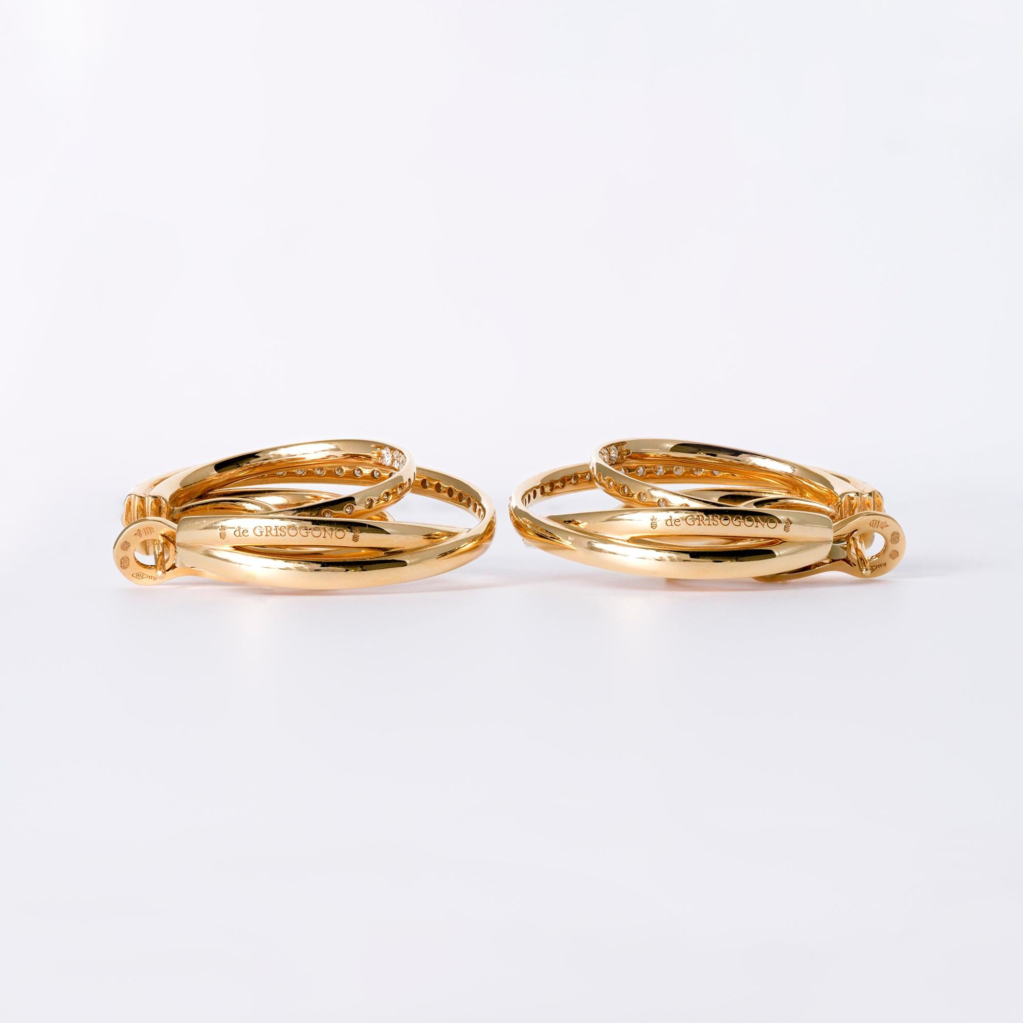Estate De Grisogono Allegra 4 Carat Diamond Intertwined Hoop Earrings