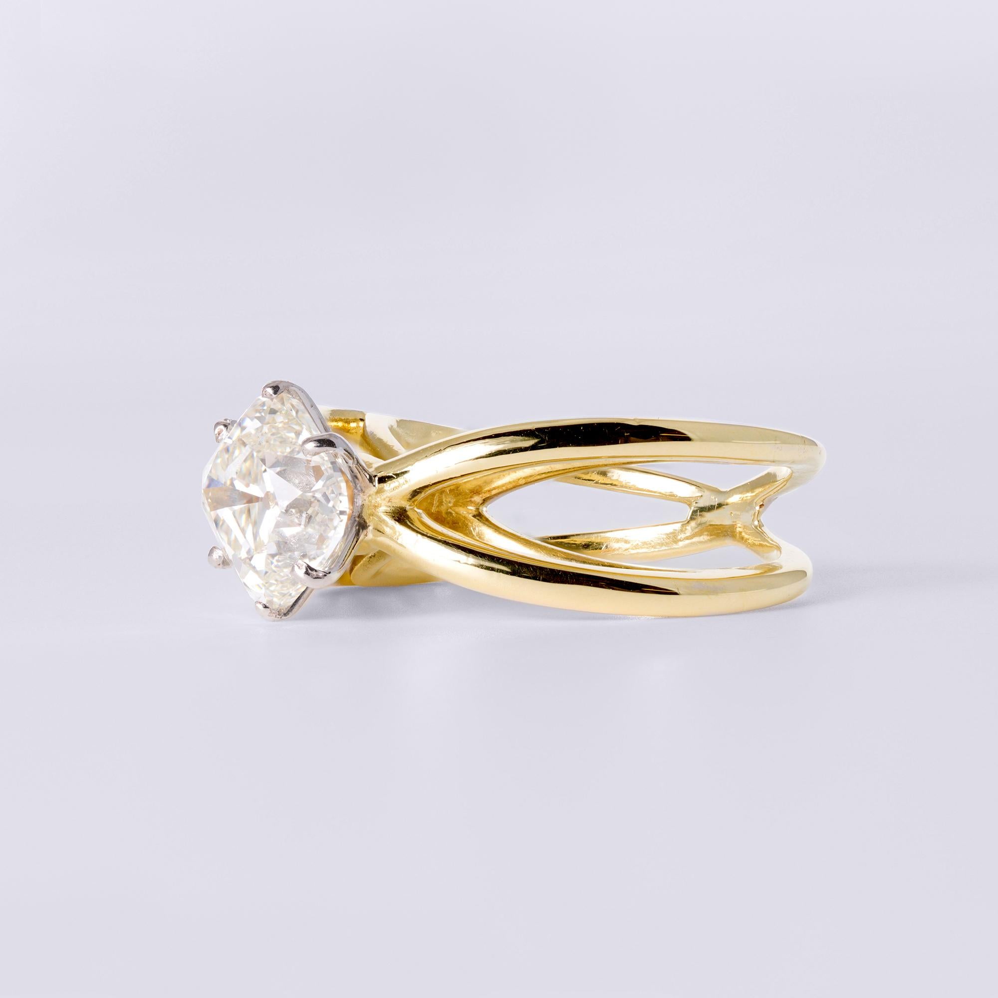 Mid Century Tiffany GIA Flawless 2 Carat Old Mine Cut Diamond Engagement Ring