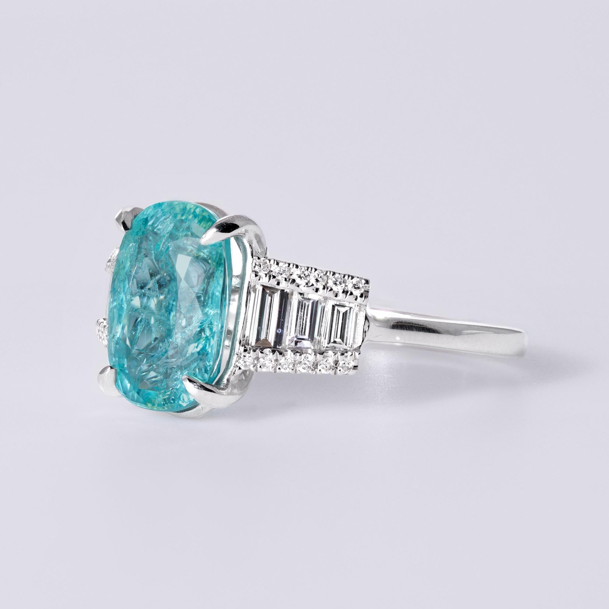 GIA Certified 2.68 Carat Paraiba Tourmaline & Diamond Engagement Ring