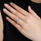 Vintage 1980s 2 Carat Marquise Diamond 18k Gold Scatter Band Engagement Ring
