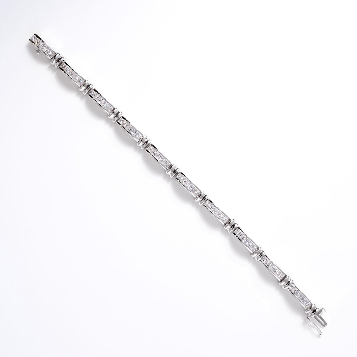 Estate 7.50 Carat Princess Cut Diamond 14k White Gold Tennis Bracelet
