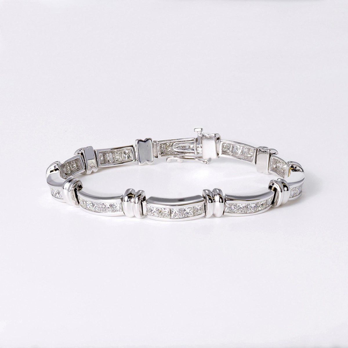 Estate 7.50 Carat Princess Cut Diamond 14k White Gold Tennis Bracelet