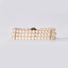 Vintage 14k Gold 3 Row Pearl Wide Triple Strand Bracelet