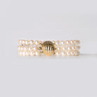Vintage 14k Gold 3 Row Pearl Wide Triple Strand Bracelet