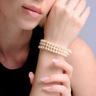 Vintage 14k Gold 3 Row Pearl Wide Triple Strand Bracelet
