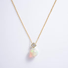 Modernist 21 Carat Opal Orb Diamond Sphere Pendant Necklace