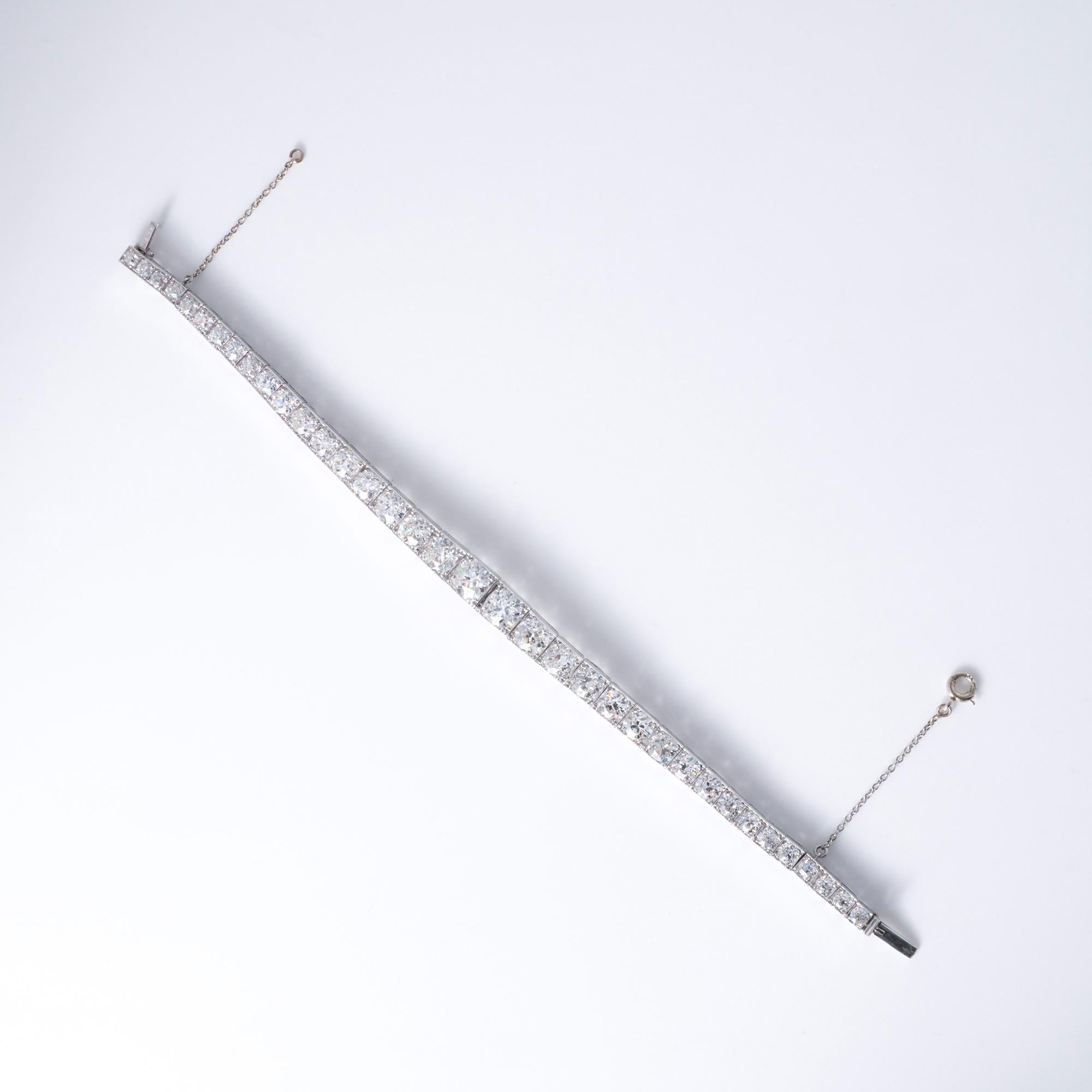 1920 Antique Cartier Art Deco 12 Carat Diamond Straight Line Tennis Bracelet
