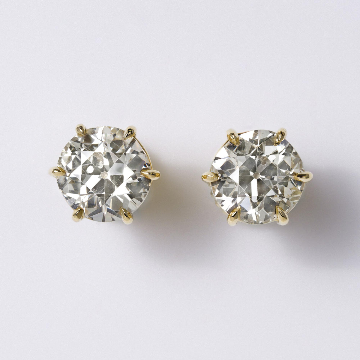 Estate 7 1/2 Carat Old European Cut Natural Diamond Stud Earrings