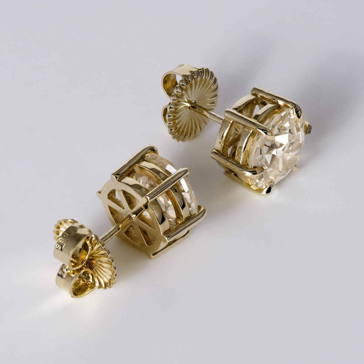Estate 7 1/2 Carat Old European Cut Natural Diamond Stud Earrings