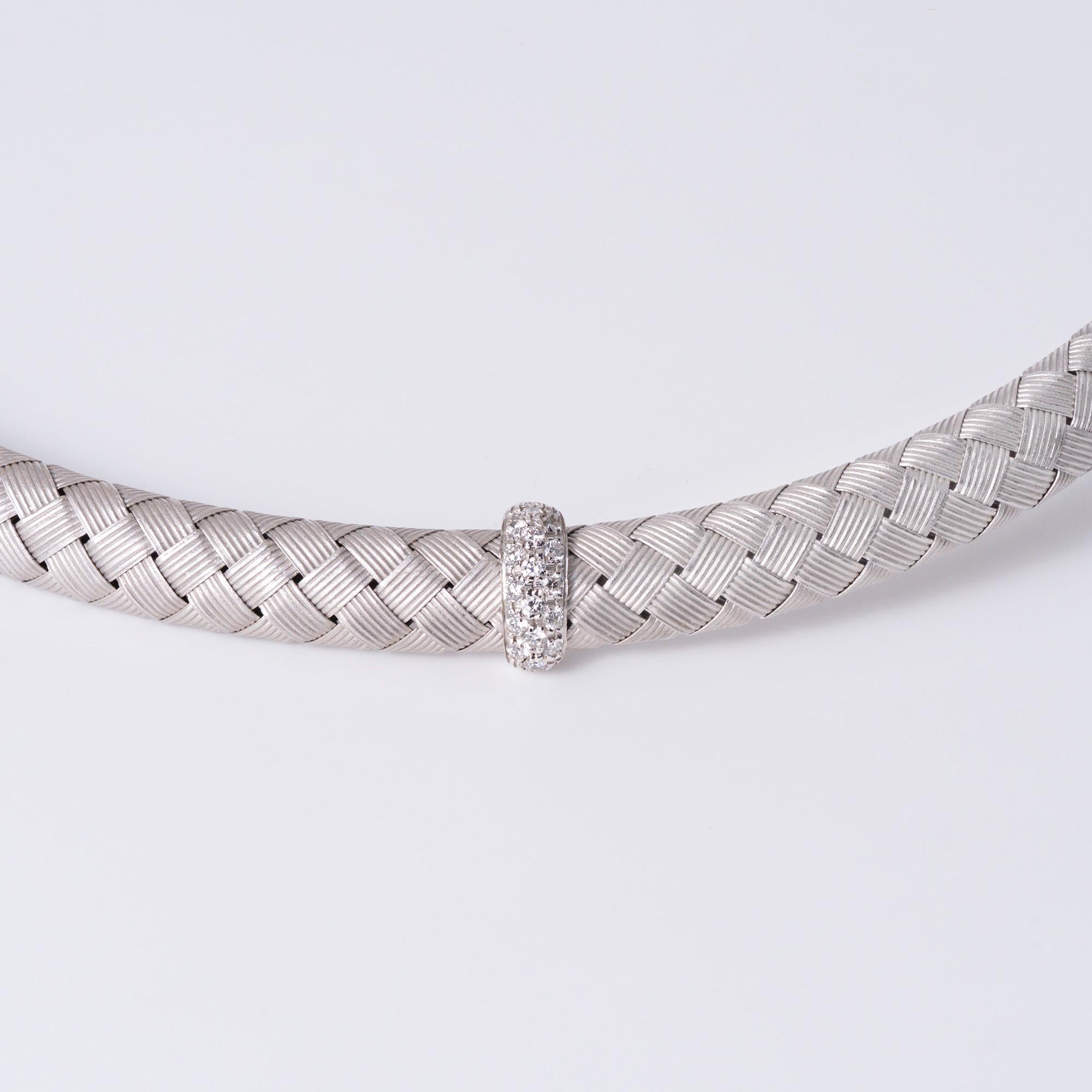 Roberto Coin 18k White Gold Silk Collection Diamond Choker Necklace
