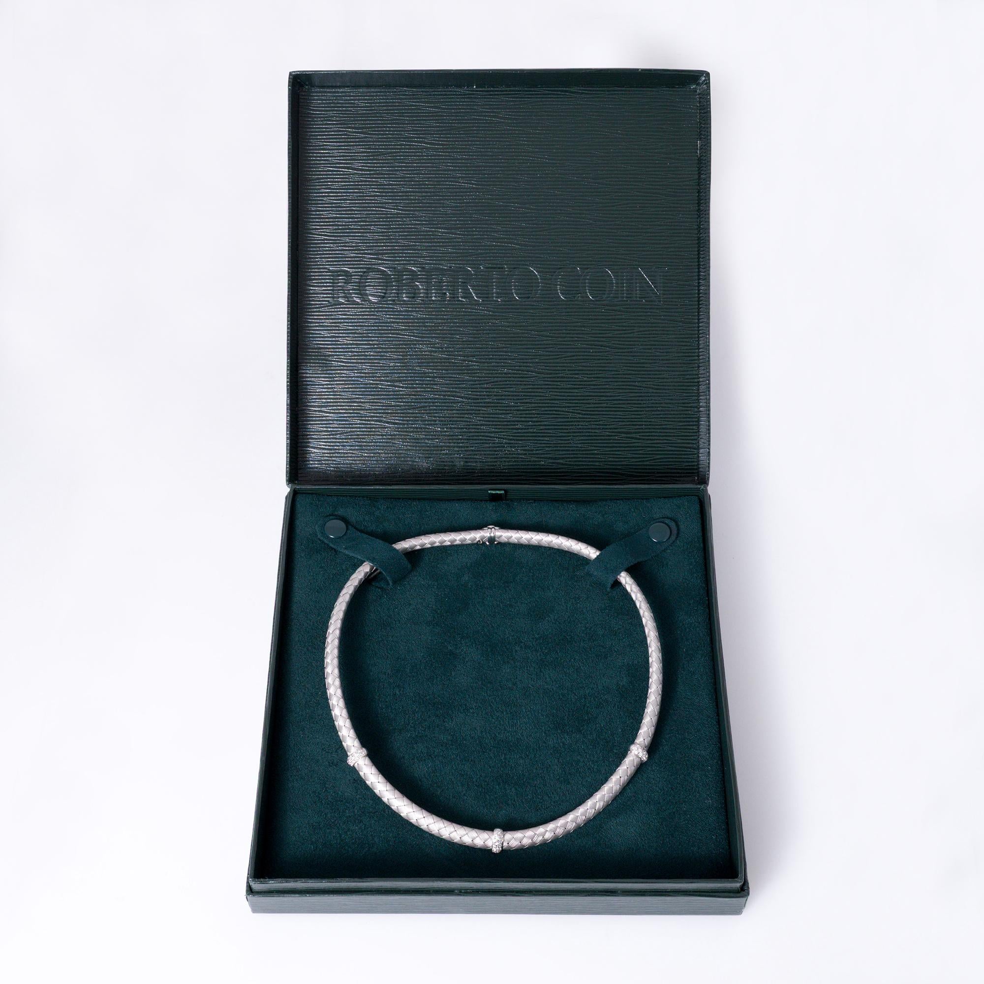 Roberto Coin 18k White Gold Silk Collection Diamond Choker Necklace
