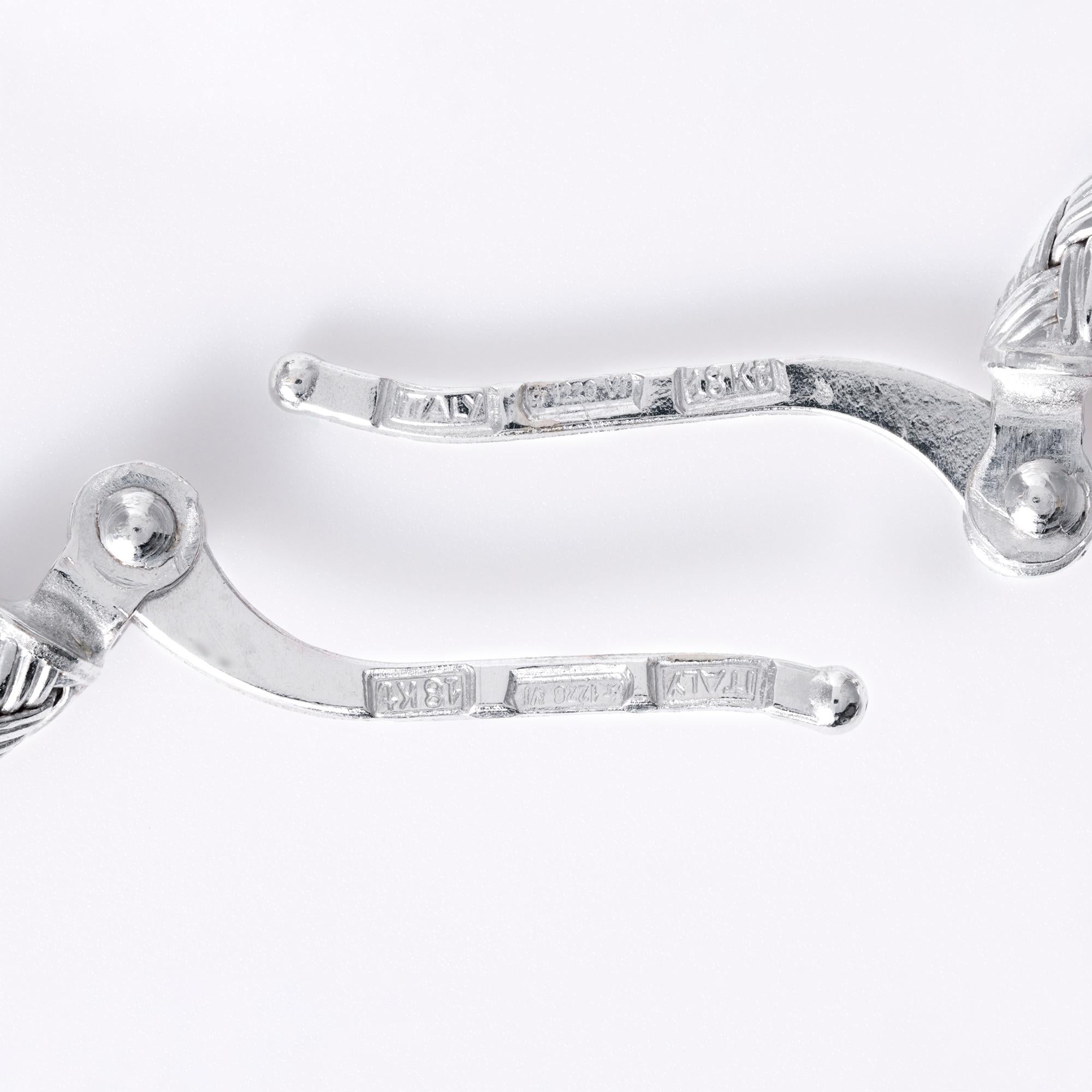 Roberto Coin Woven Silk 18k White Gold Hoop Earrings