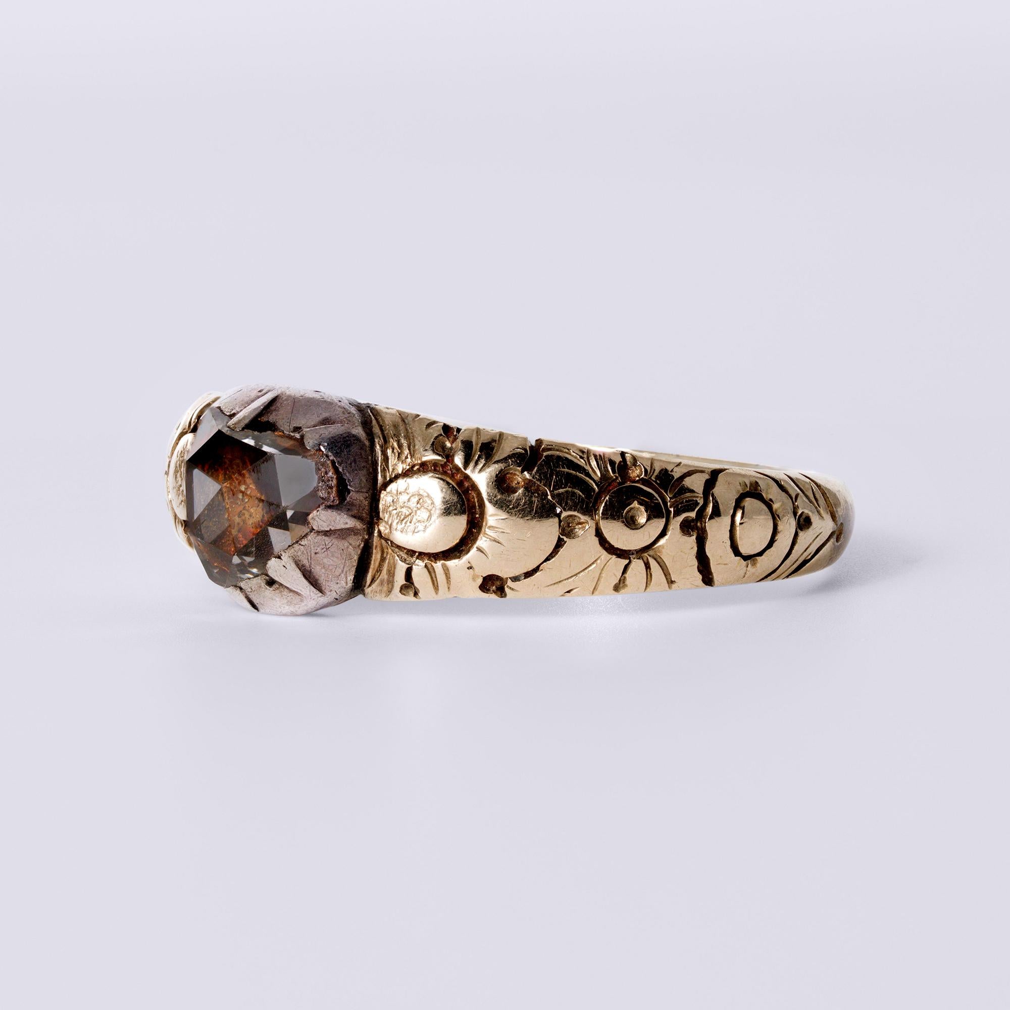 Antique Georgian Smoky Rose Cut Diamond Engagement Ring