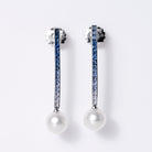 Mikimoto Elements of Life Denim Blue Ombré Sapphire Pearl Drop Earrings