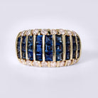 Estate Invisible Set Sapphire & Diamond Wide Band Ring