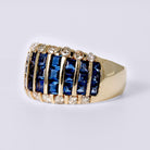 Estate Invisible Set Sapphire & Diamond Wide Band Ring