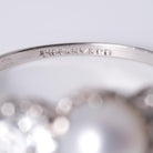 Antique Tiffany & Co Edwardian GIA Natural Pearl 3-Stone Diamond Platinum Ring