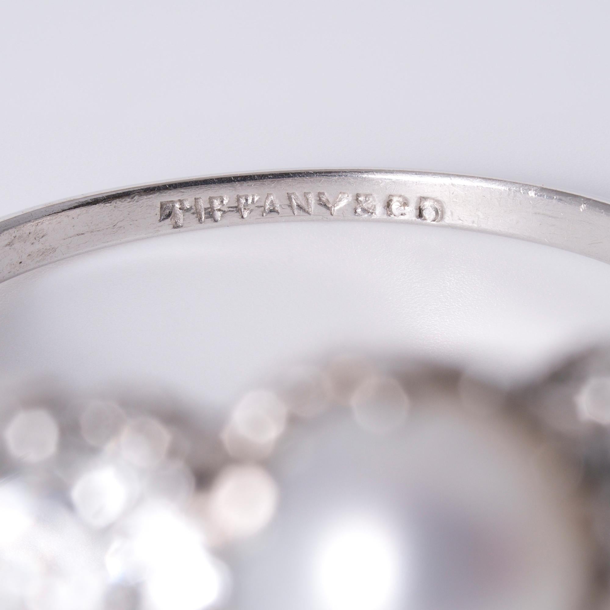 Antique Tiffany & Co Edwardian GIA Natural Pearl 3-Stone Diamond Platinum Ring