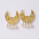 Vintage Elizabeth Gage Pearl & Diamond Half-Moon 18k Yellow Clip Earrings