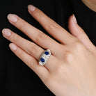 Antique Art Deco 5 Carat Domed Diamond Sapphire 5 Stone Platinum Engagement Ring