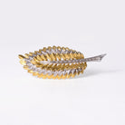 Vintage 1970s 18k Gold And Diamond Leaf Brooch Pin