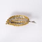 Vintage 1970s 18k Gold And Diamond Leaf Brooch Pin