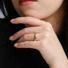 Estate Rainbow Sapphire & Diamond Yellow Gold Band Ring