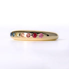 Estate Rainbow Sapphire & Diamond Yellow Gold Band Ring