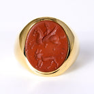 Vintage 1950s Mythology 18k Gold Intaglio Pegasus & Lion Signet Ring