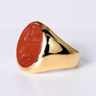 Vintage 1950s Mythology 18k Gold Intaglio Pegasus & Lion Signet Ring