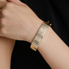 Vintage 1980s 3 Carat Diamond Chunky 14k Yellow Gold Wide Bangle Bracelet