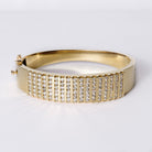 Vintage 1980s 3 Carat Diamond Chunky 14k Yellow Gold Wide Bangle Bracelet