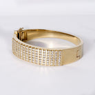 Vintage 1980s 3 Carat Diamond Chunky 14k Yellow Gold Wide Bangle Bracelet