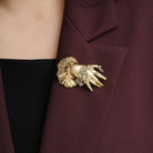 Victorian 18k-22k Gold Black Enamel Mourning Hand Brooch