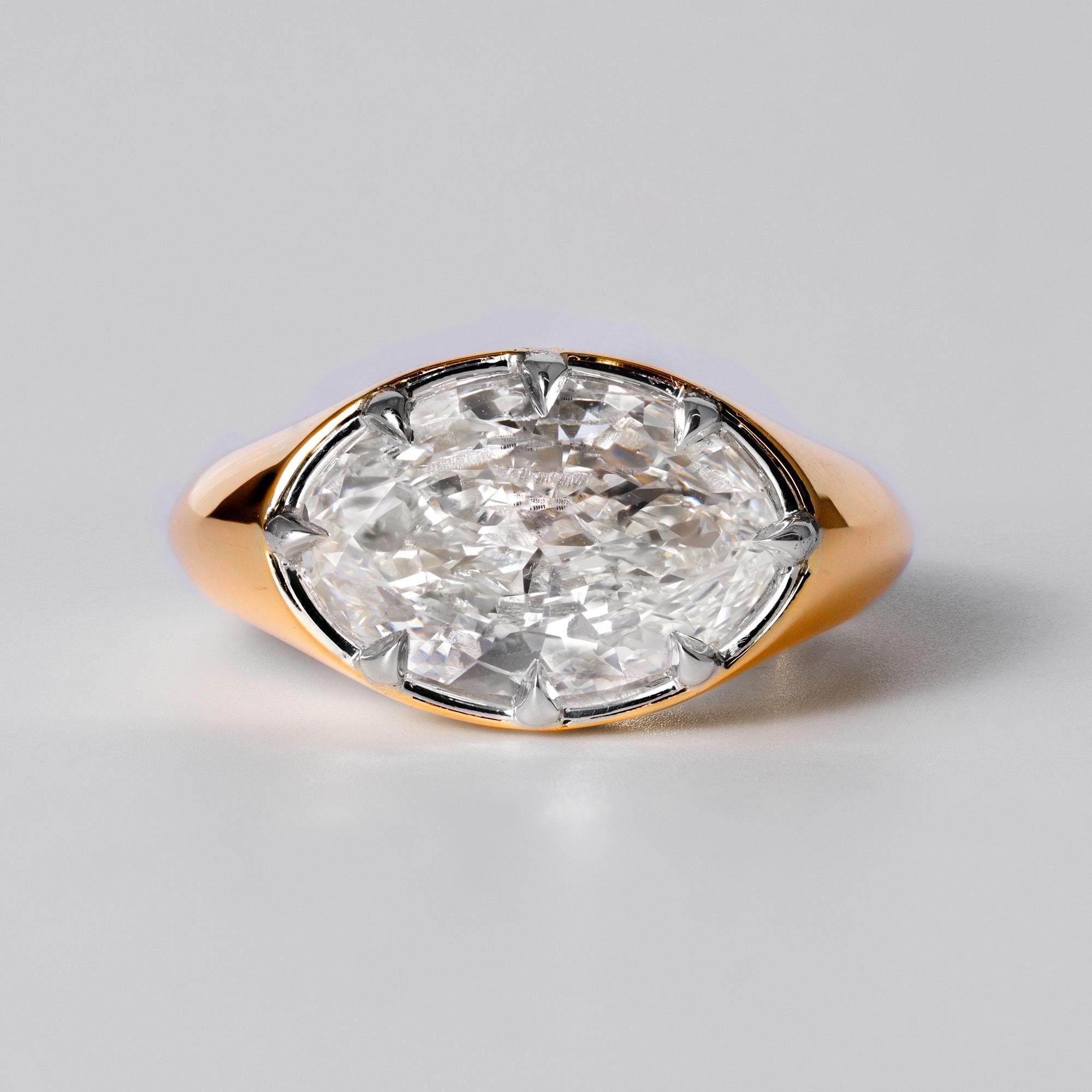 3 Carat Oval Diamond EGL Certified 18k/Plat East West Engagement Ring