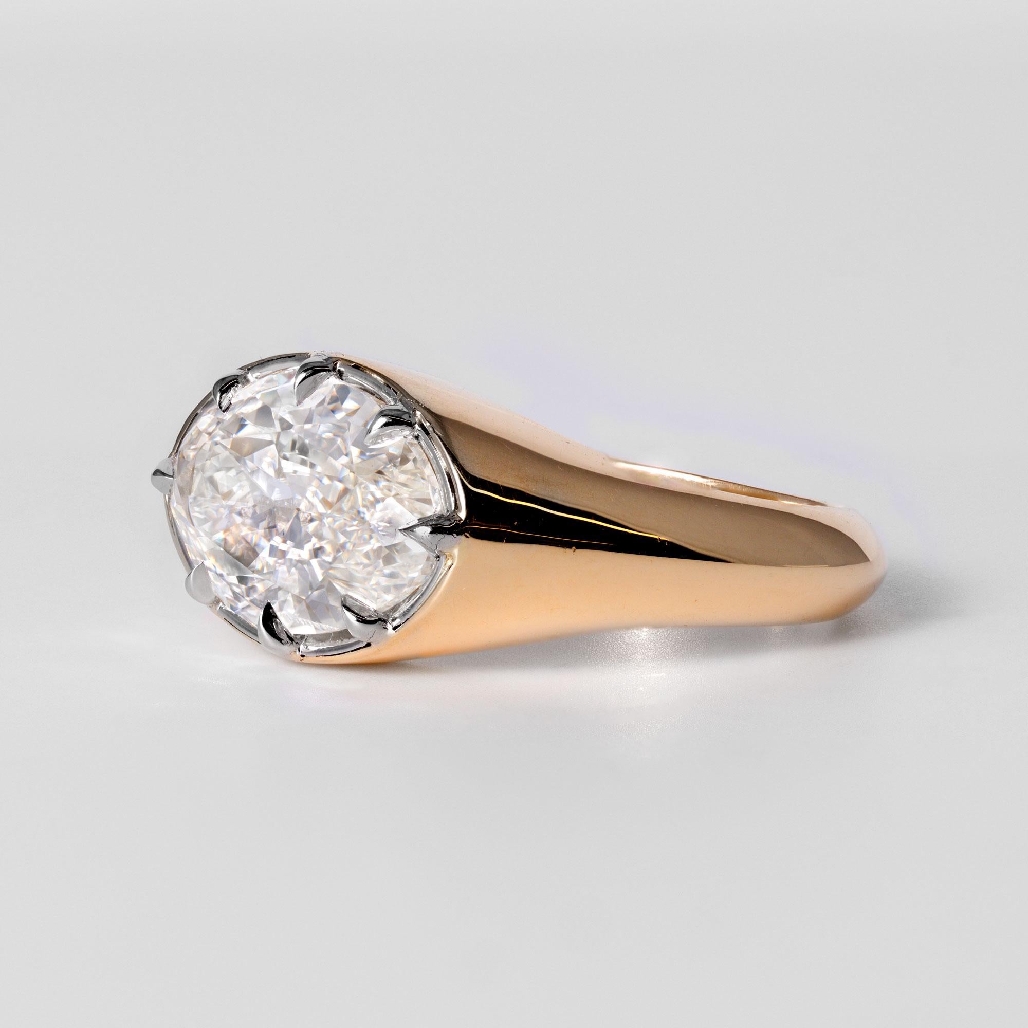 3 Carat Oval Diamond EGL Certified 18k/Plat East West Engagement Ring