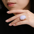Vintage 40 Carat Lavender Jade 14k Yellow Gold Cocktail Ring