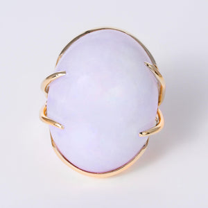 Vintage 40 Carat Lavender Jade 14k Yellow Gold Cocktail Ring