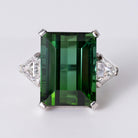 Estate 29 Carat Green Tourmaline & Diamond Platinum Cocktail Ring