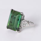 Estate 29 Carat Green Tourmaline & Diamond Platinum Cocktail Ring