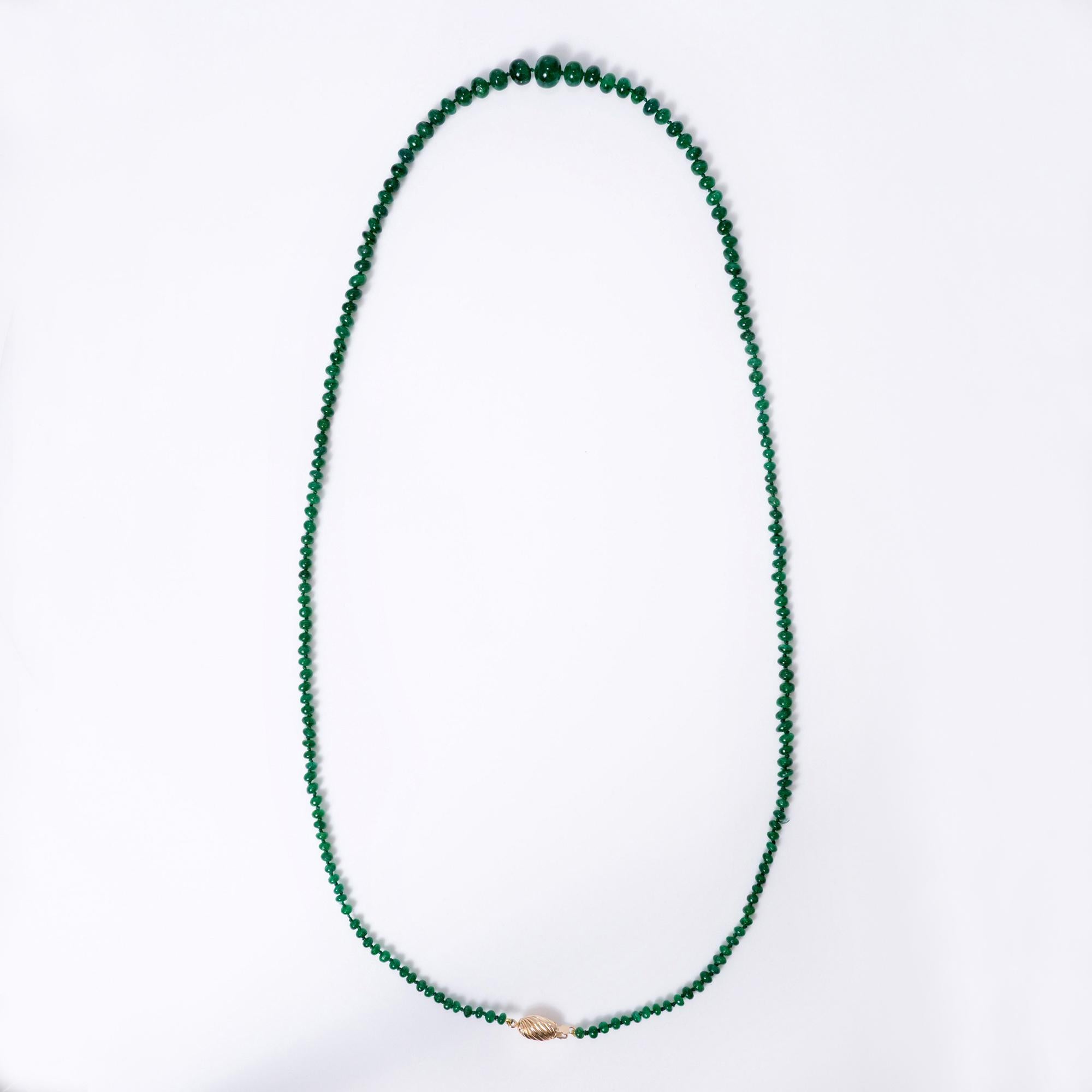Fine 40 Carat Colombian Emerald Bead Necklace