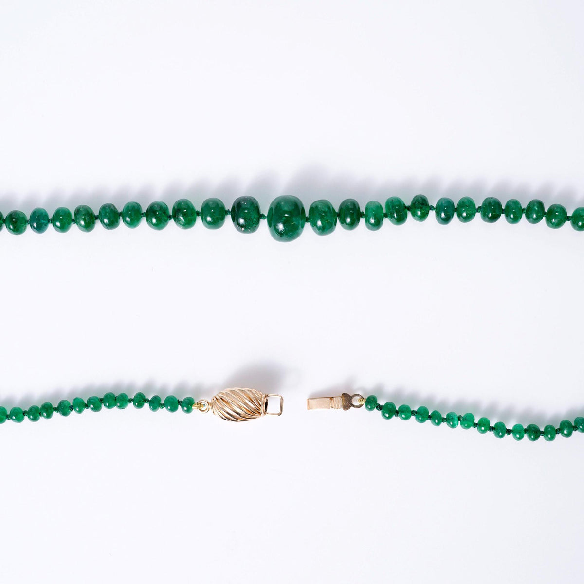 Fine 40 Carat Colombian Emerald Bead Necklace