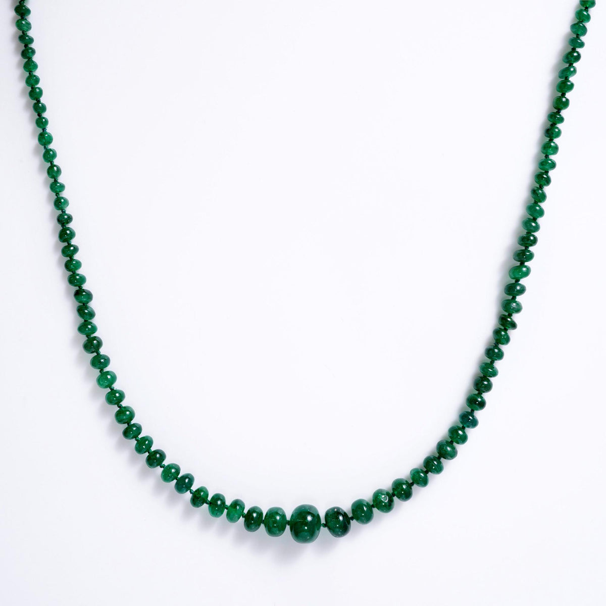 Fine 40 Carat Colombian Emerald Bead Necklace