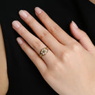 Antique Georgian Emerald & Pearl Engraved 9K Gold "Giardinetti" Floral Ring