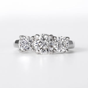 GIA Certified 2.00 Carat Round Natural Diamond 3-Stone Platinum Engagement Ring