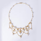 Estate Grand Baroque Pearl 18k Gold Diamond Estate Garland Bib Necklace